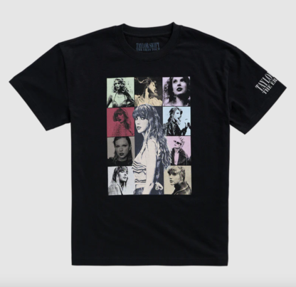 Black Eras Tour t-shirt with the concert poster on the front