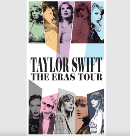 A photo of the Eras Tour poster featuring several